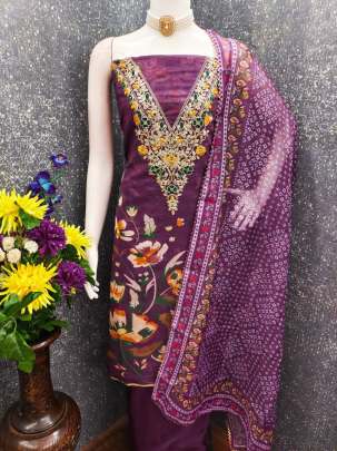 Chanderi Digital Print With Codding Work Dress material