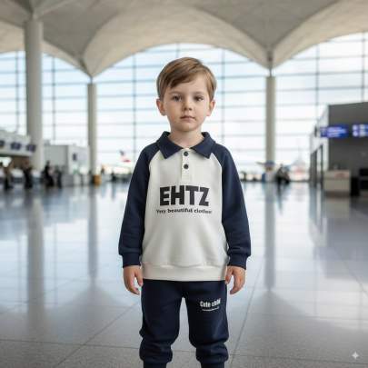 Blue Cotton T-shirt with Blue Cotton Pants.  Kids Wear
