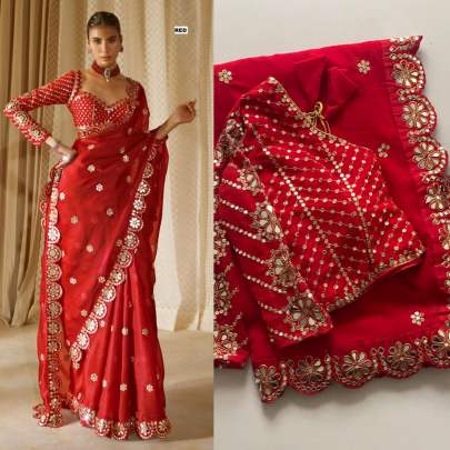 Bollywood BlockBuster Orignal Mirror Design Party wear saree