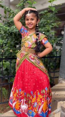 DESIGNER KALAM KARI STYLE LAHENGA SET