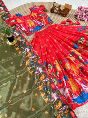 DESIGNER KALAM KARI STYLE LAHENGA SET Lehenga Choli