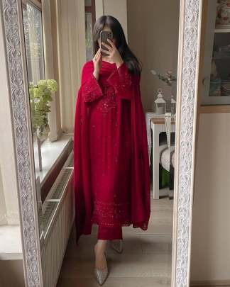EXCLUSIVE 3 PIECE PLAZZO PAIR WITH DUPATTA IN SEQUENCE EMBROIDERY WORK Cotton kurti seat 