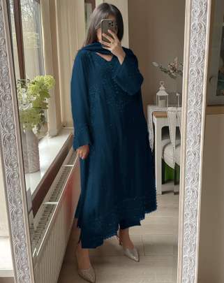 EXCLUSIVE 3 PIECE PLAZZO PAIR WITH DUPATTA IN SEQUENCE EMBROIDERY WORK Cotton kurti seat 
