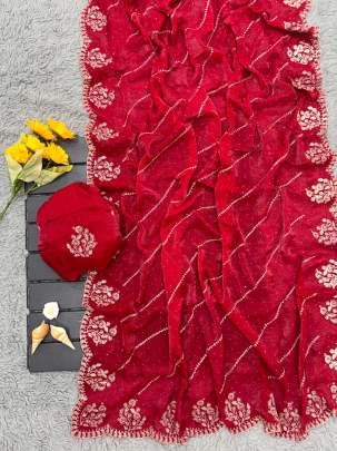 Elegant Embroidered Chiffon Saree Designer Saree