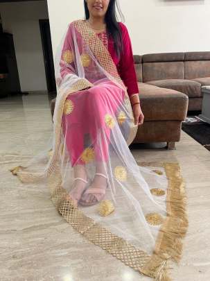 Elegant Net Dupatta with Zari Work  premium Dupatta
