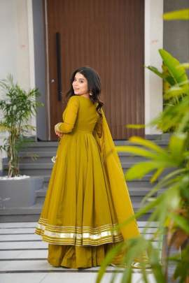 Elegant Plain Gown with Gota Patti Magic  gown