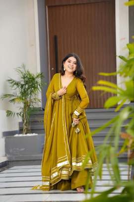 Elegant Plain Gown with Gota Patti Magic  gown