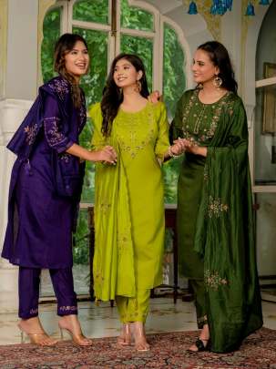 Elegant Straight Kurti Pant Dupatta Set:  Cotton kurti seat 