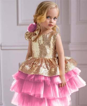 Golden Bloom Soft Net Gown 