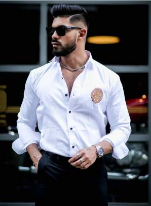 IMPORTED SATIN FABRIC FULLSLEEV EMBRODARY WORK VALUE EDITION SHIRT Mens Shirt