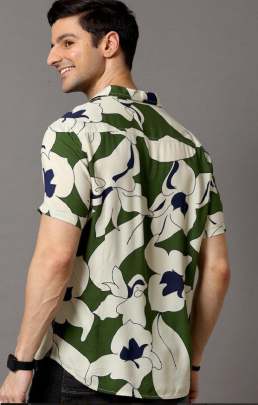 MENS FANCY PRINTED CUBAN COLLAR SHIRT Mens Shirt