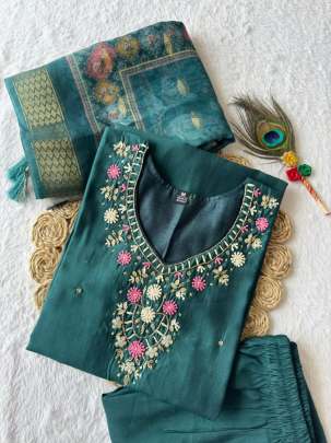 Designer Kurti Pent Dupatta Set Cotton kurti seat 