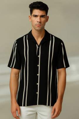 Mens Fancy Printed Cuban Collar Shirt Mens Shirt