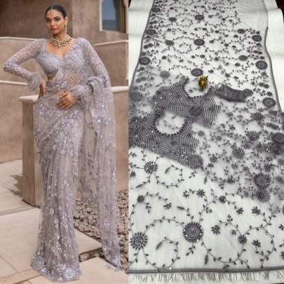 NEW BOLLYWOOD BLOCKBUSTER DESIGNING SAREE sattin silk designer saree