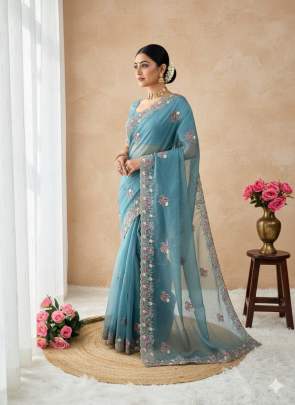NEW FANCY SOFT CRYSTAL ORGANZA SAREE Designer Saree