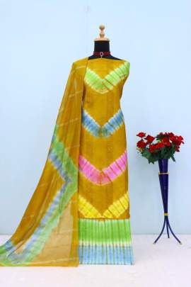 PANCHARANGI pure viscose Cotton Bandhni sequence  work Dress Materail Dress material