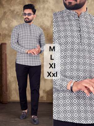 PRINTED STYLISH SHORT KURTA  Mens Short Kurta