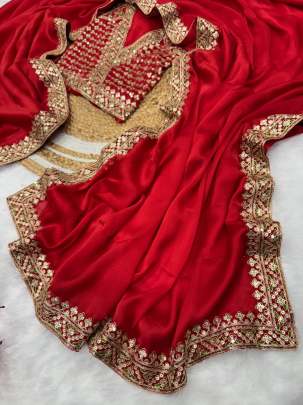 FESTIVE SPECIAL RED COLOR SEQUINS SAREE Party wear saree