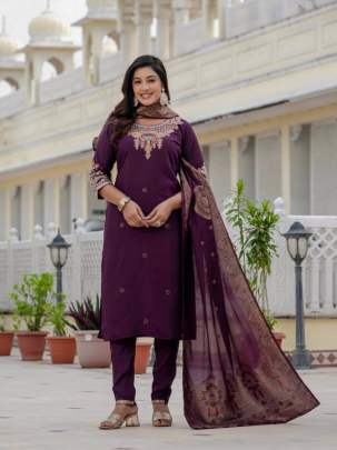 Premium Roman Silk Kurti Pent Dupatta Set Cord Set