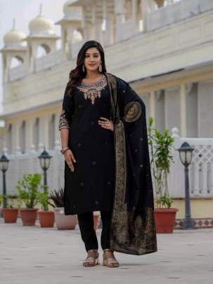 Premium Roman Silk Kurti Pent Dupatta Set Cord Set