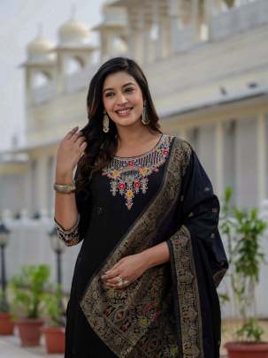 Premium Roman Silk Kurti Pent Dupatta Set Cord Set