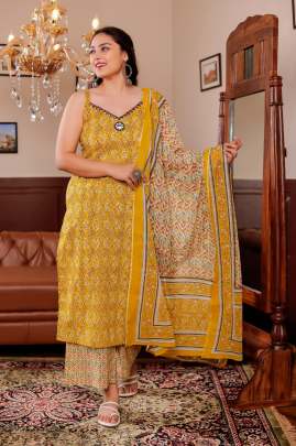 Pure Cotton Kurti Plazzo & Dupatta Set  Cotton kurti seat 