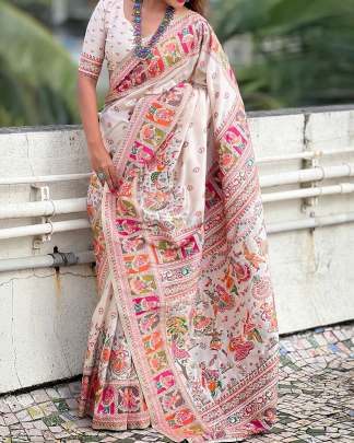Pure n Soft Rajwadi Pashmina Silk Weaving Saree Designer Saree
