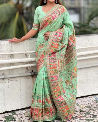 Pure n Soft Rajwadi Pashmina Silk Weaving Saree sattin silk designer saree