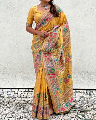 Pure n Soft Rajwadi Pashmina Silk Weaving Saree sattin silk designer saree