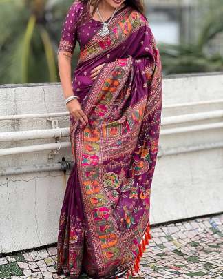 Pure n Soft Rajwadi Pashmina Silk Weaving Saree sattin silk designer saree