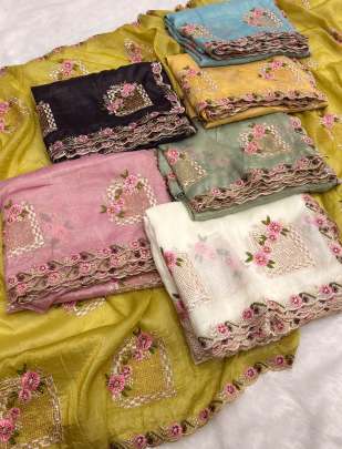  Pure paper silk crush saree Designer Saree