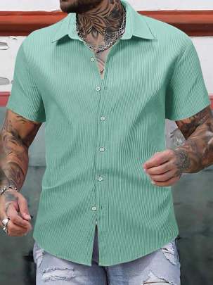 RUDRIKA CREATION MEN'S EXCLUSIVE  CODROY FABRIC  HALFSLEEV CASUAL SHIRT