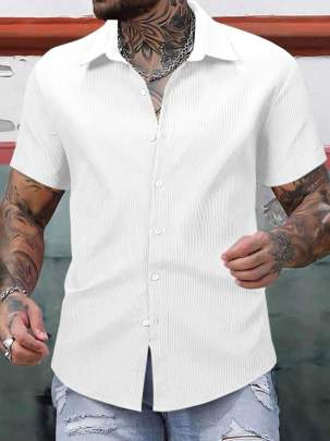 RUDRIKA CREATION MEN'S EXCLUSIVE  CODROY FABRIC  HALFSLEEV CASUAL SHIRT Mens Shirt