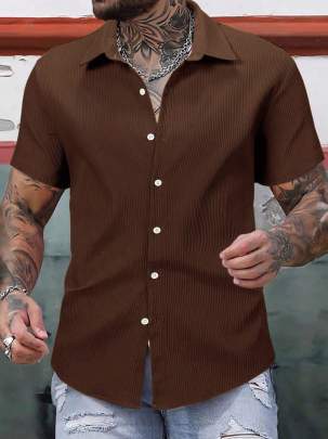 RUDRIKA CREATION MEN'S EXCLUSIVE  CODROY FABRIC  HALFSLEEV CASUAL SHIRT Mens Shirt