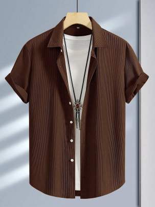 RUDRIKA CREATION MEN'S EXCLUSIVE  CODROY FABRIC  HALFSLEEV CASUAL SHIRT Mens Shirt