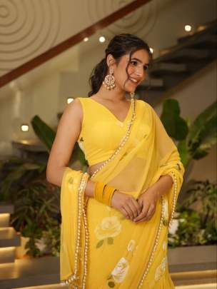 Ruffle Lehenga Saree Party wear saree