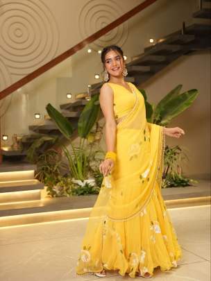Ruffle Lehenga Saree Party wear saree