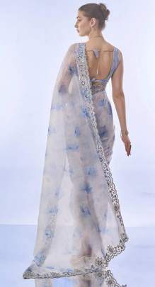 Beautiful printed space silk saree  Party wear saree