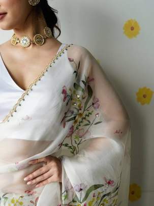 trending floral handwork saree Party wear saree
