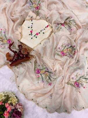 trending floral handwork saree Party wear saree