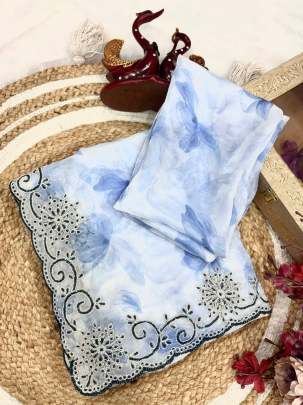 Beautiful printed space silk saree  Party wear saree