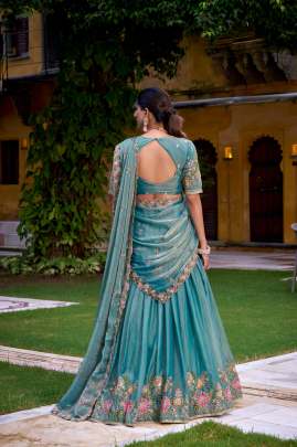 Sequins and Thread Embroidery Work  Lehenga Choli