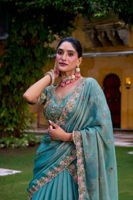Sequins and Thread Embroidery Work  Lehenga Choli