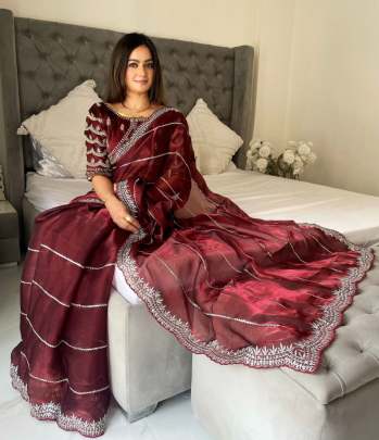 Ure Zimmy Choo Satin Saree sattin silk designer saree