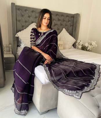 Ure Zimmy Choo Satin Saree sattin silk designer saree