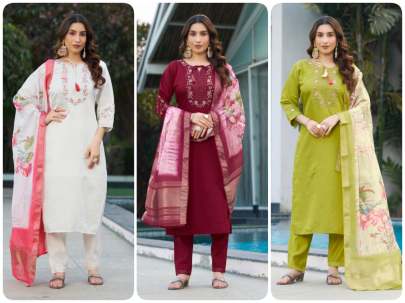 Viscose Silk Kurti Pent Dupatta Set  Cotton kurti seat 
