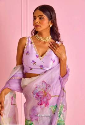 a new exclusive floral handwork sarees Party wear saree