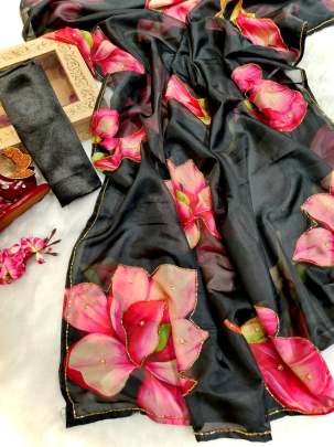  a new exclusive floral handwork saree Party wear saree