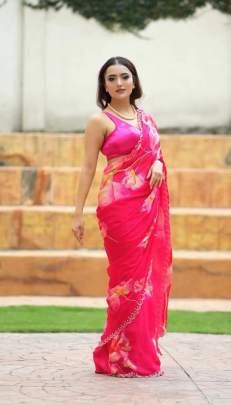 exclusive floral handwork saree