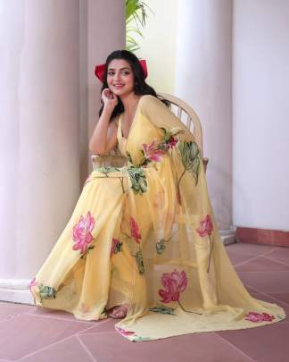exclusive floral handwork saree Party wear saree